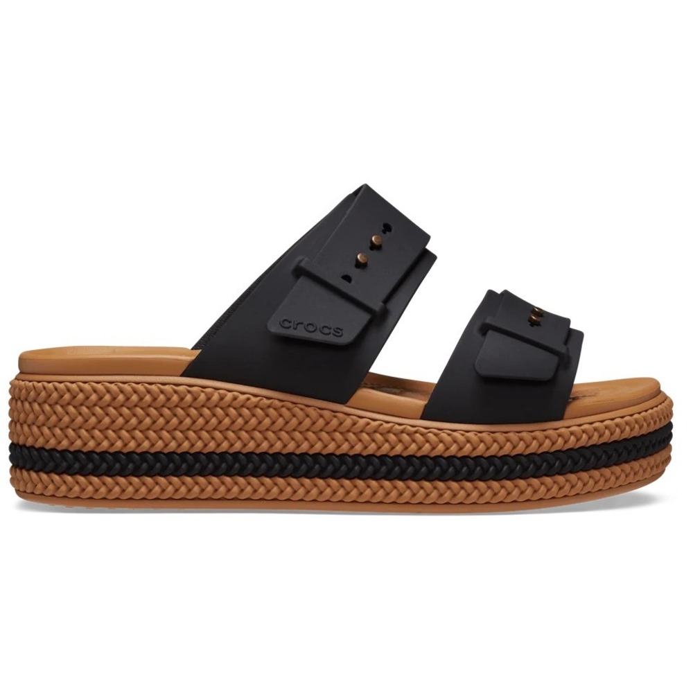 Crocs Brooklyn Woven Buckle Black Women Size 8 New With Tags